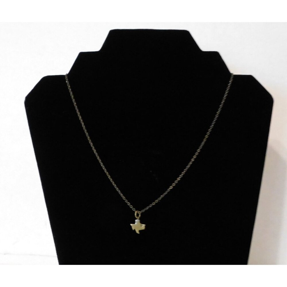 Larissa Loden Texas Necklace 18" Chain Signed Brass Tone Heart of Texas